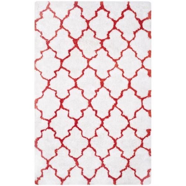 Barcelona Shag Hand Tufted Square Rug- White - Rust- 5 x 5 ft., Safavieh, Mfr#: BSG319E-5SQ
